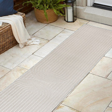 Sofia High-Low MidCentury Modern Arch Stripe Two-Tone Indoor/Outdoor Area Rug